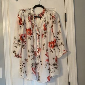 Rose & Olive cream ruffled blouse